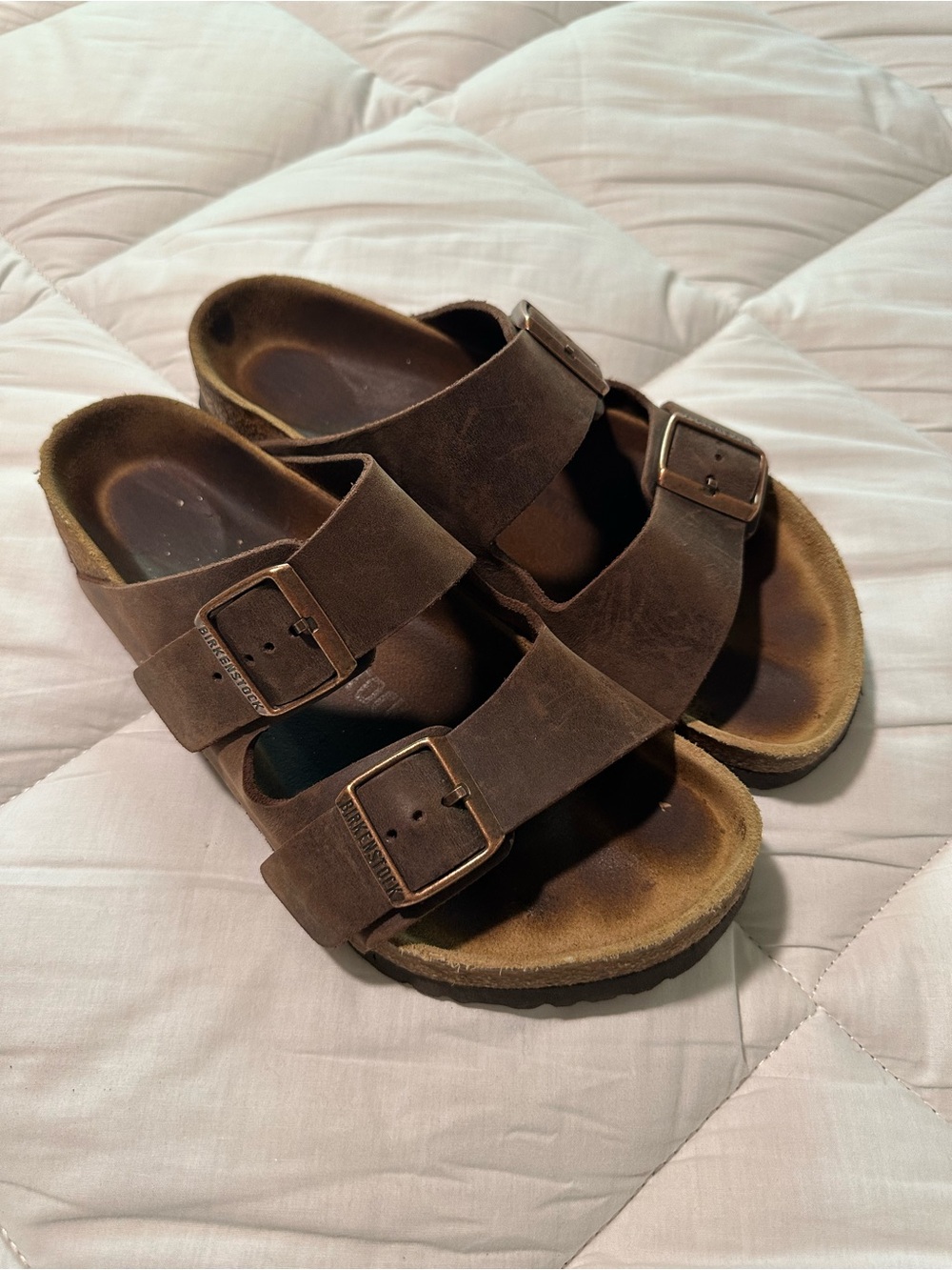 Birkenstock Brown Double-Buckle Slide Sandals